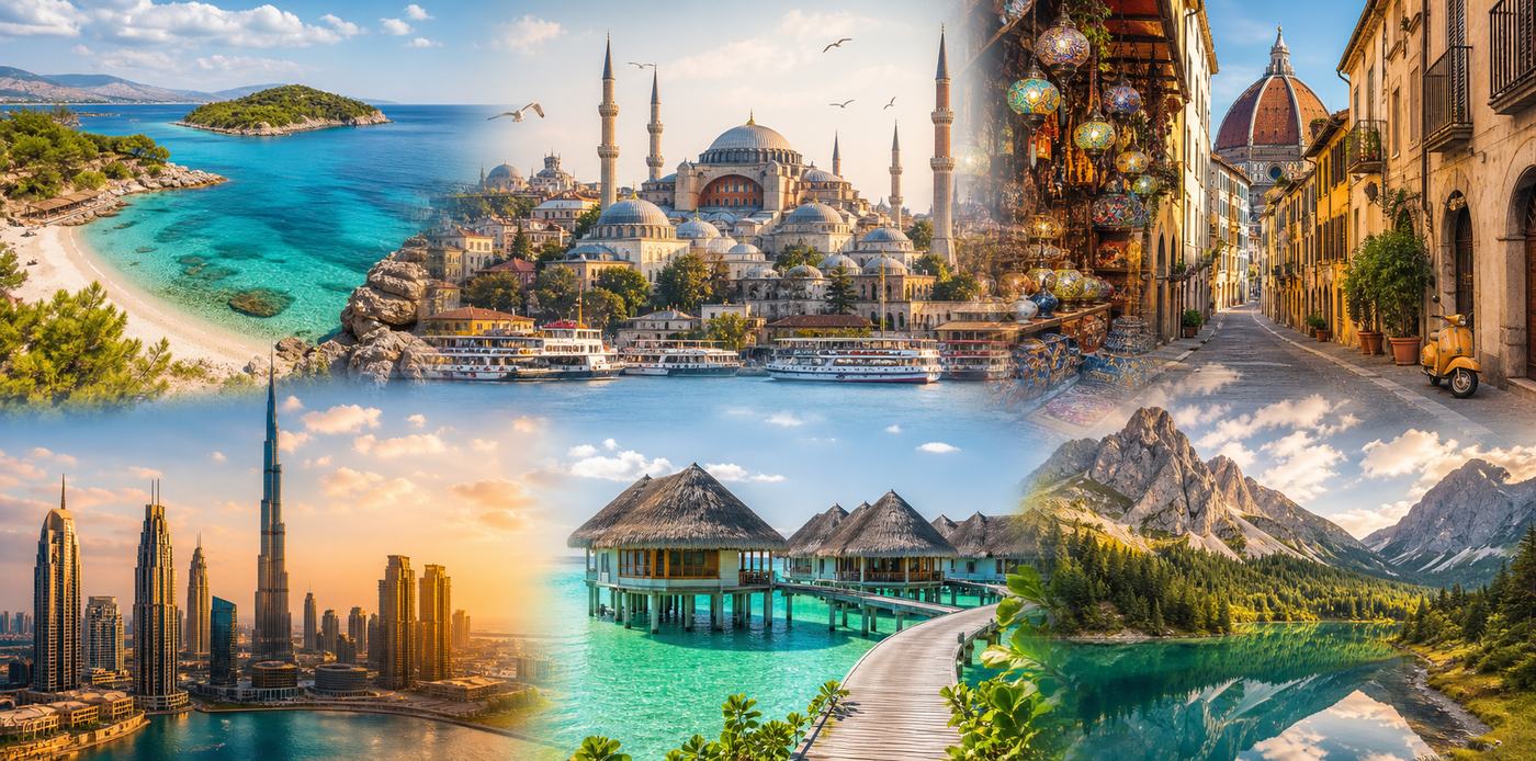 Kolazh destinacionesh turistike per Viaglobe